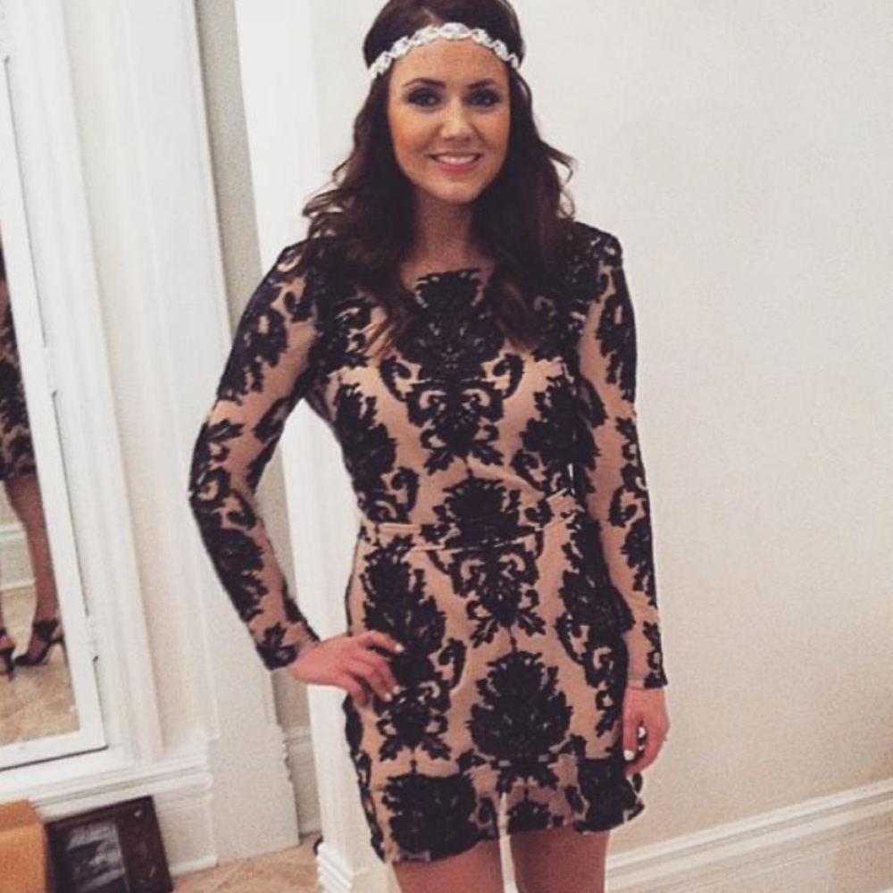 For Love & Lemons Black and Tan lace dress